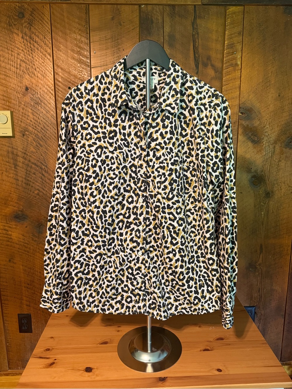 J.Crew Leopard Print Cotton Poplin Button Up Shirt Mob Wife Indie Sleaze Size L